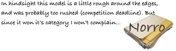 In hindsight this model is a little rough around the edges, and was probably too rushed (competition deadline). But since it won its category I won't complain...